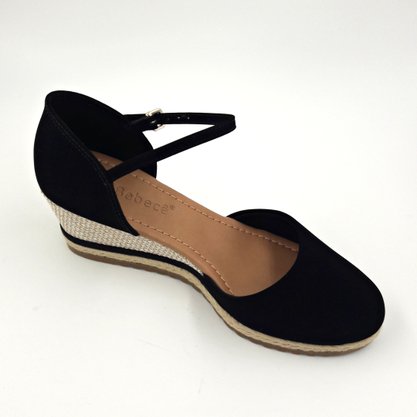 Sandália Espadrille Preta Bebecê Salto Anabela