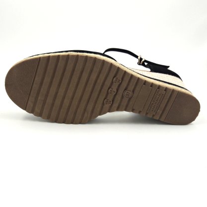 Sandália Espadrille Preta Bebecê Salto Anabela