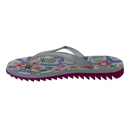 Sandália Feminina Kenner Ibiza Pro Flores Rosa e Bege