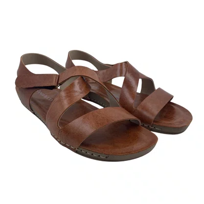 Sandália Flatform Andacco Couro Papete Marrom 14229
