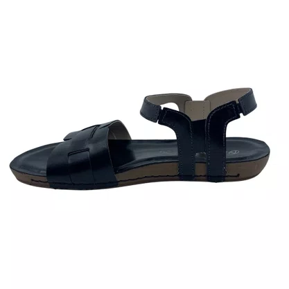 Sandália Flatform Andacco Couro Papete Preta 14294