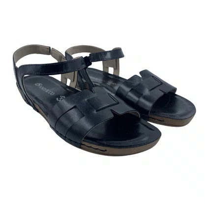 Sandália Flatform Andacco Couro Papete Preta 14294
