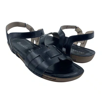 Sandália Flatform Andacco Couro Papete Preta 14294