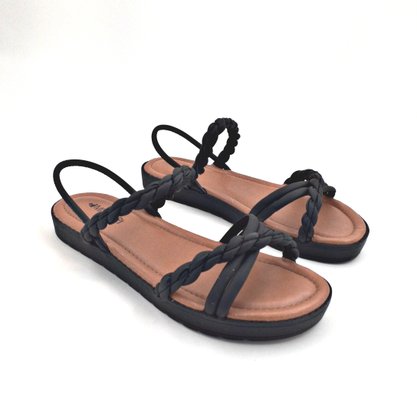 Sandália Flatform Mississipi Pretas Calce Fácil 5112