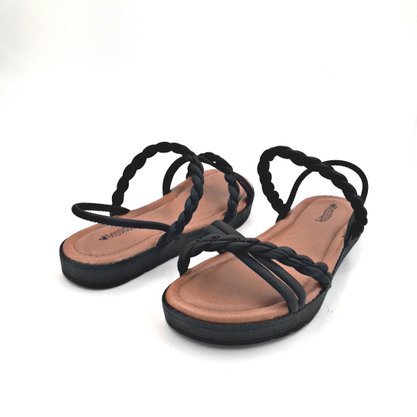 Sandália Flatform Mississipi Pretas Calce Fácil 5112