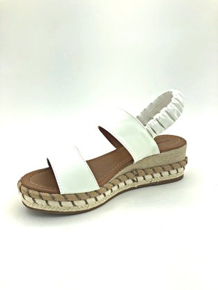 Sandália Flatform Renata Mello Branca Tiras Elástica 64062