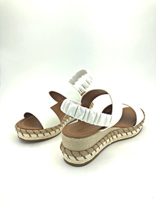 Sandália Flatform Renata Mello Branca Tiras Elástica 64062