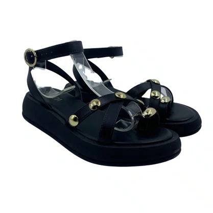 Sandália Flatform Sua Cia com Enfeite Preta 16243