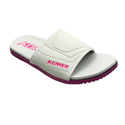 Sandália Kenner Slide Go Branca com Rosa
