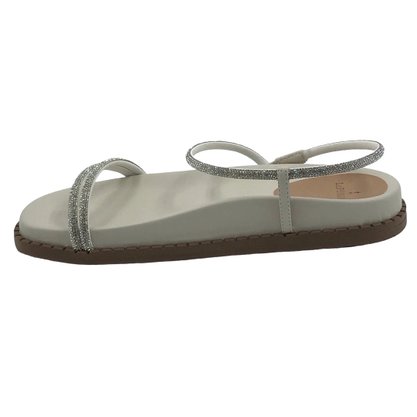 Sandália La Femme Papete Anatômica Off White Cristais 60015