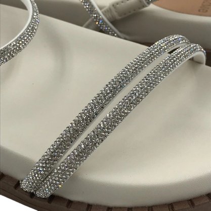 Sandália La Femme Papete Anatômica Off White Cristais 60015