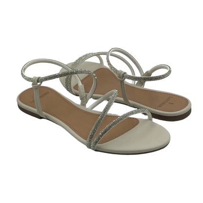 Sandália La Femme Rasteira Off White com Cristais 131216