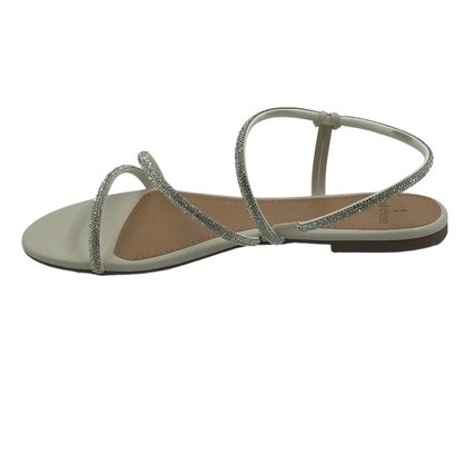 Sandália La Femme Rasteira Off White com Cristais 131216