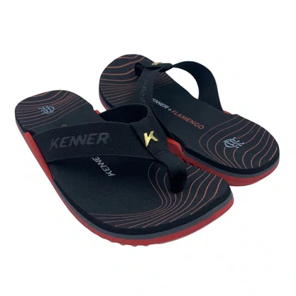 Sandália Masculina Kenner NK6 Flamengo Preto com Vermelho