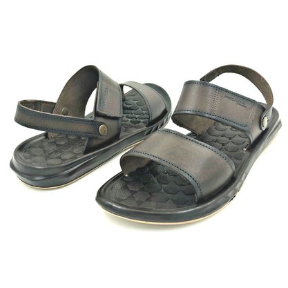 Sandália Masculina Papete Pegada Couro Cravo 133002