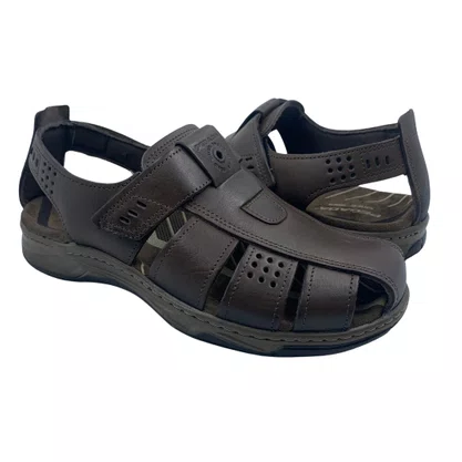 Sandália Masculina Pegada Couro Marrom 132255