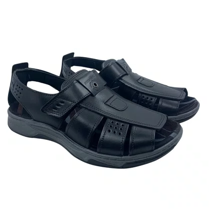 Sandália Masculina Pegada Couro Preta 132256