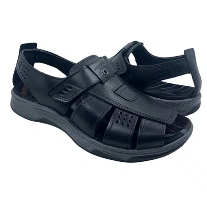 Sandália Masculina Pegada Couro Preta 132256