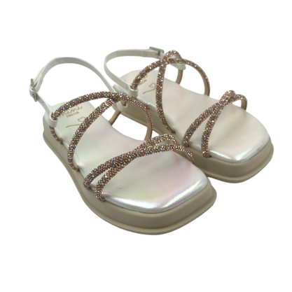 Sandália Mini Sua Cia Flatform com Brilho Furta-cor 51911