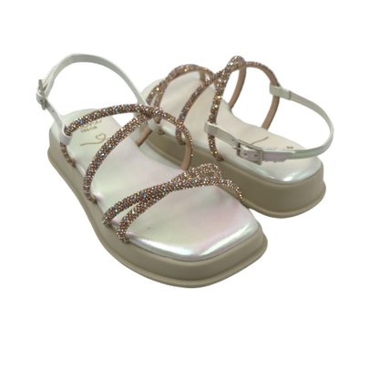 Sandália Mini Sua Cia Flatform com Brilho Furta-cor 51911