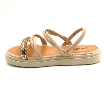 Sandália Mississipi Flatform Nude com Strass 243