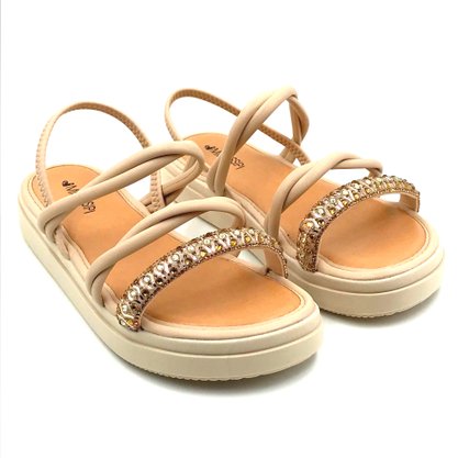 Sandália Mississipi Flatform Nude com Strass 243