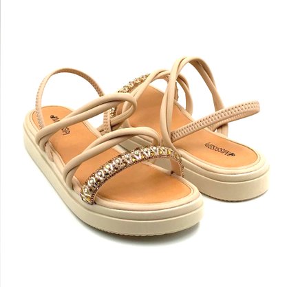 Sandália Mississipi Flatform Nude com Strass 243