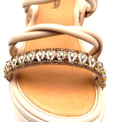 Sandália Mississipi Flatform Nude com Strass 243