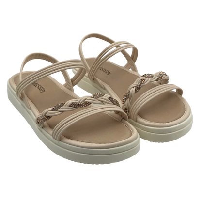 Sandália Mississipi Flatform Nude com Strass 9321