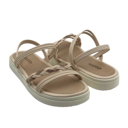 Sandália Mississipi Flatform Nude com Strass 9321