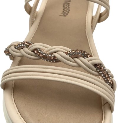 Sandália Mississipi Flatform Nude com Strass 9321
