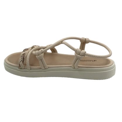 Sandália Mississipi Flatform Nude com Strass 9323