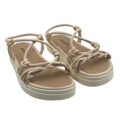 Sandália Mississipi Flatform Nude com Strass 9323