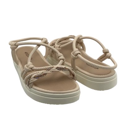 Sandália Mississipi Flatform Nude com Strass 9323