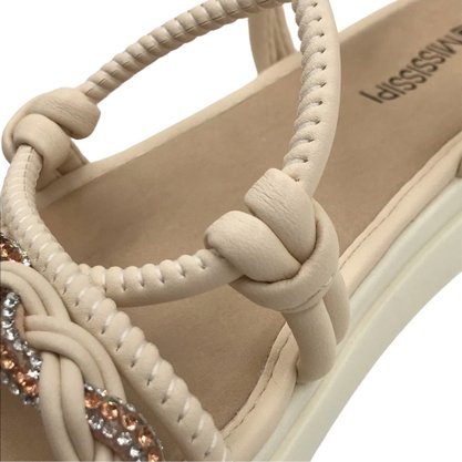 Sandália Mississipi Flatform Nude com Strass 9323