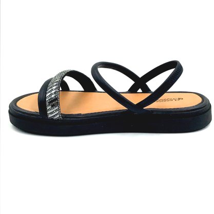 Sandália Mississipi Flatform Preta com Strass 9142