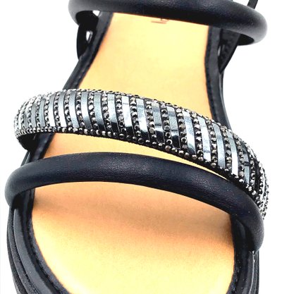 Sandália Mississipi Flatform Preta com Strass 9142