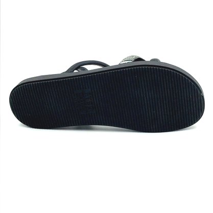 Sandália Mississipi Flatform Preta com Strass 9142