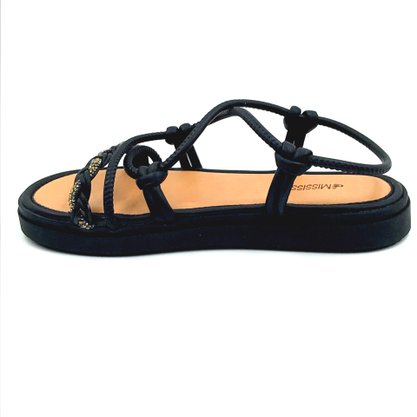 Sandália Mississipi Flatform Preta com Strass 9323