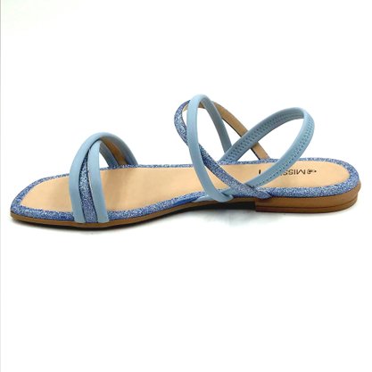 Sandália Mississipi Rasteira Azul com Brilho 9662