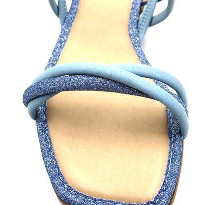 Sandália Mississipi Rasteira Azul com Brilho 9662