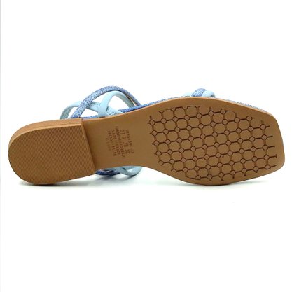 Sandália Mississipi Rasteira Azul com Brilho 9662