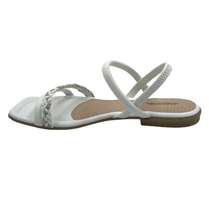 Sandália Mississipi Rasteira Branca com Strass 9152