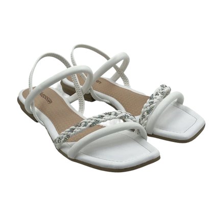 Sandália Mississipi Rasteira Branca com Strass 9152