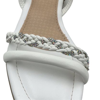 Sandália Mississipi Rasteira Branca com Strass 9152