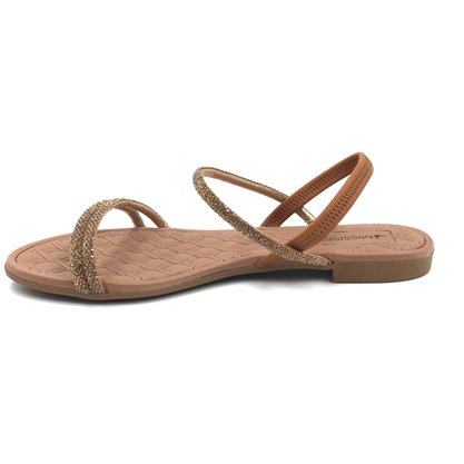 Sandália Mississipi Rasteira com Strass Marrom 432