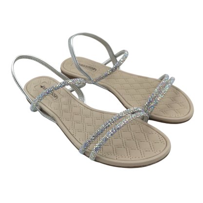 Sandália Mississipi Rasteira com Strass Prata 432