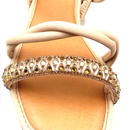 Sandália Mississipi Rasteira Nude com Strass 253