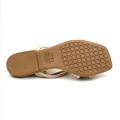 Sandália Mississipi Rasteira Nude com Strass 253