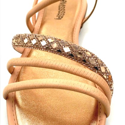 Sandália Mississipi Rasteira Nude com Strass 9543